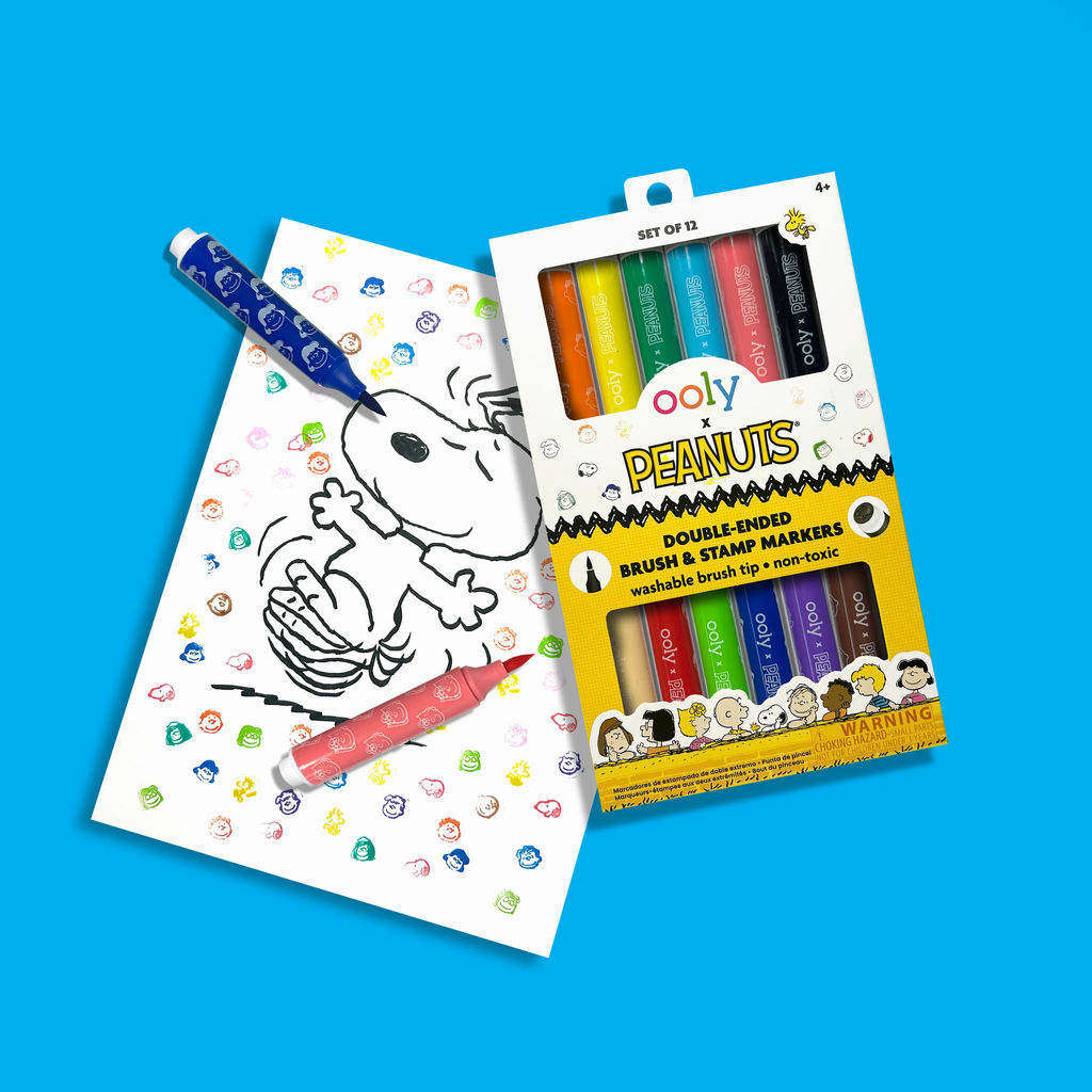 OOLY x Peanuts: Double-Ended Brush & Stamp Markers -Set of 6