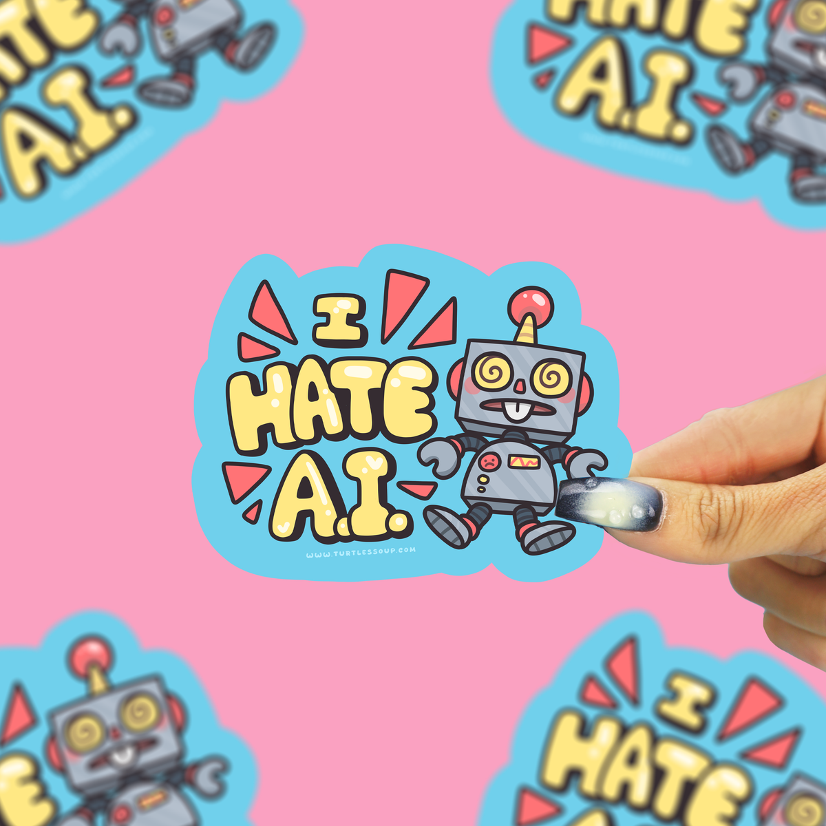 I Hate AI Robots Sticker
