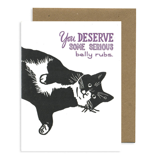 Cat-Belly Rubs Letterpress card