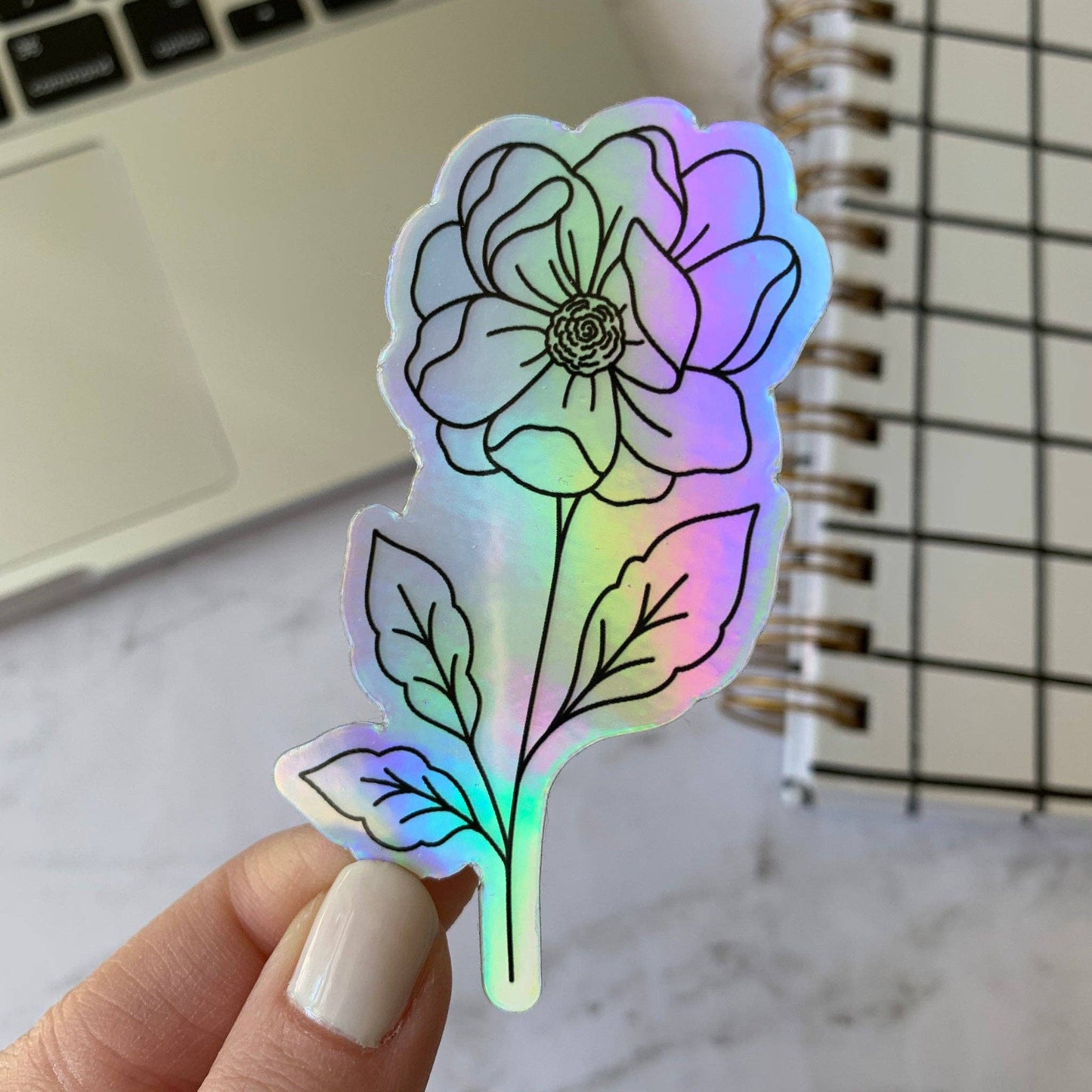 Holographic Anemone Sticker, 3x1.5in