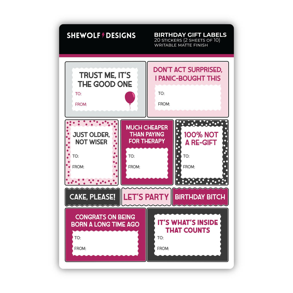Birthday Gift Tag Sticker Sheets (Set of 2)