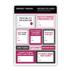 Birthday Gift Tag Sticker Sheets (Set of 2)