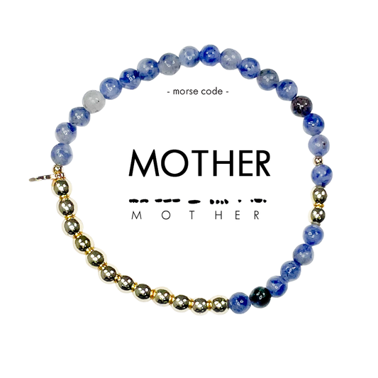 Morse Code Bracelet- Mother- Gold & Lapis