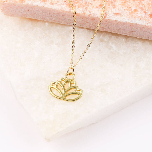 Cutout Lotus Necklace- 14k Gold Dipped