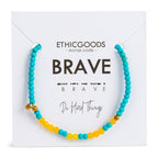 Dainty Morse Code Bracelet - Brave - Turquoise & Yellow Quartz