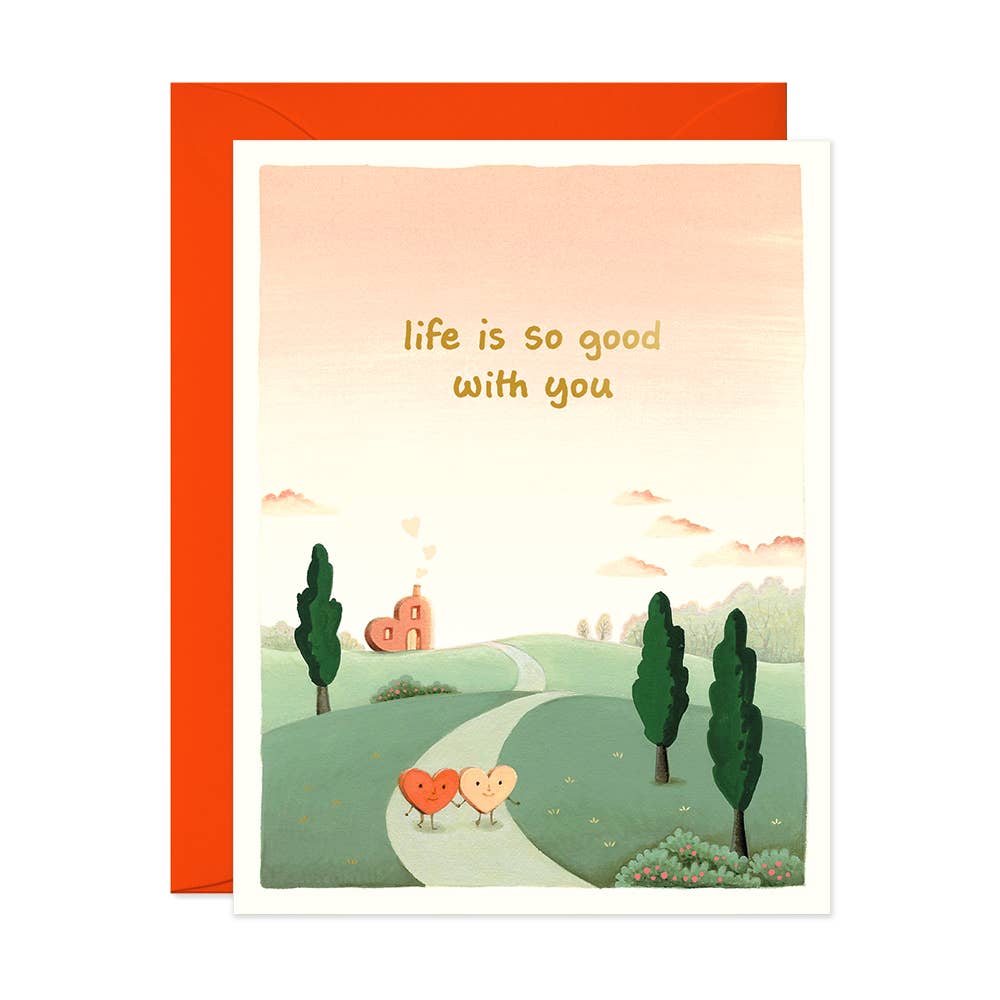Walking Hearts Greeting Card