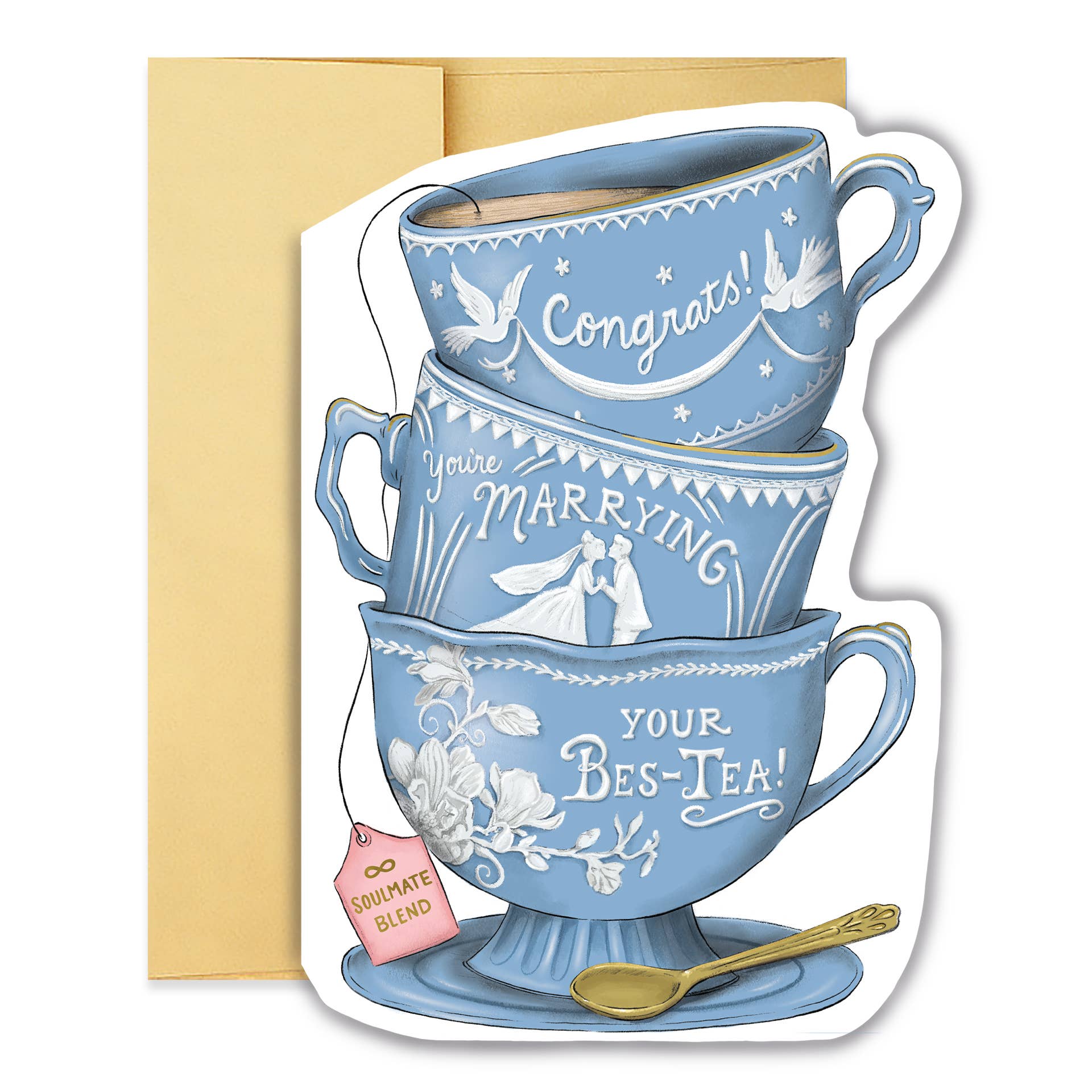Wedding Bes-Tea Teacup Stack Diecut Card