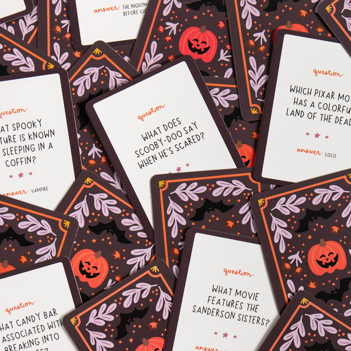 Halloween Trivia Game - Deck of Cards + Storage Tin