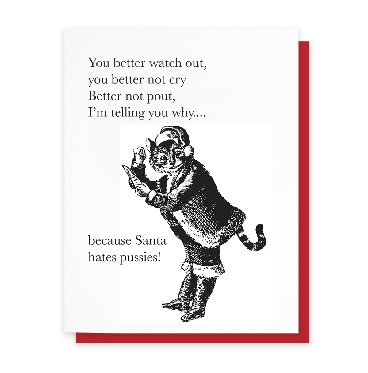 Santa Hates Pussies, Funny Christmas Greeting Card