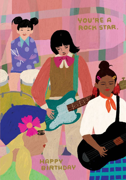 Rocking Girl Band Birthday Card