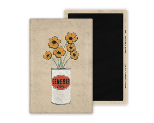 Beer Can Vase with Flowers Illustrated Magnet