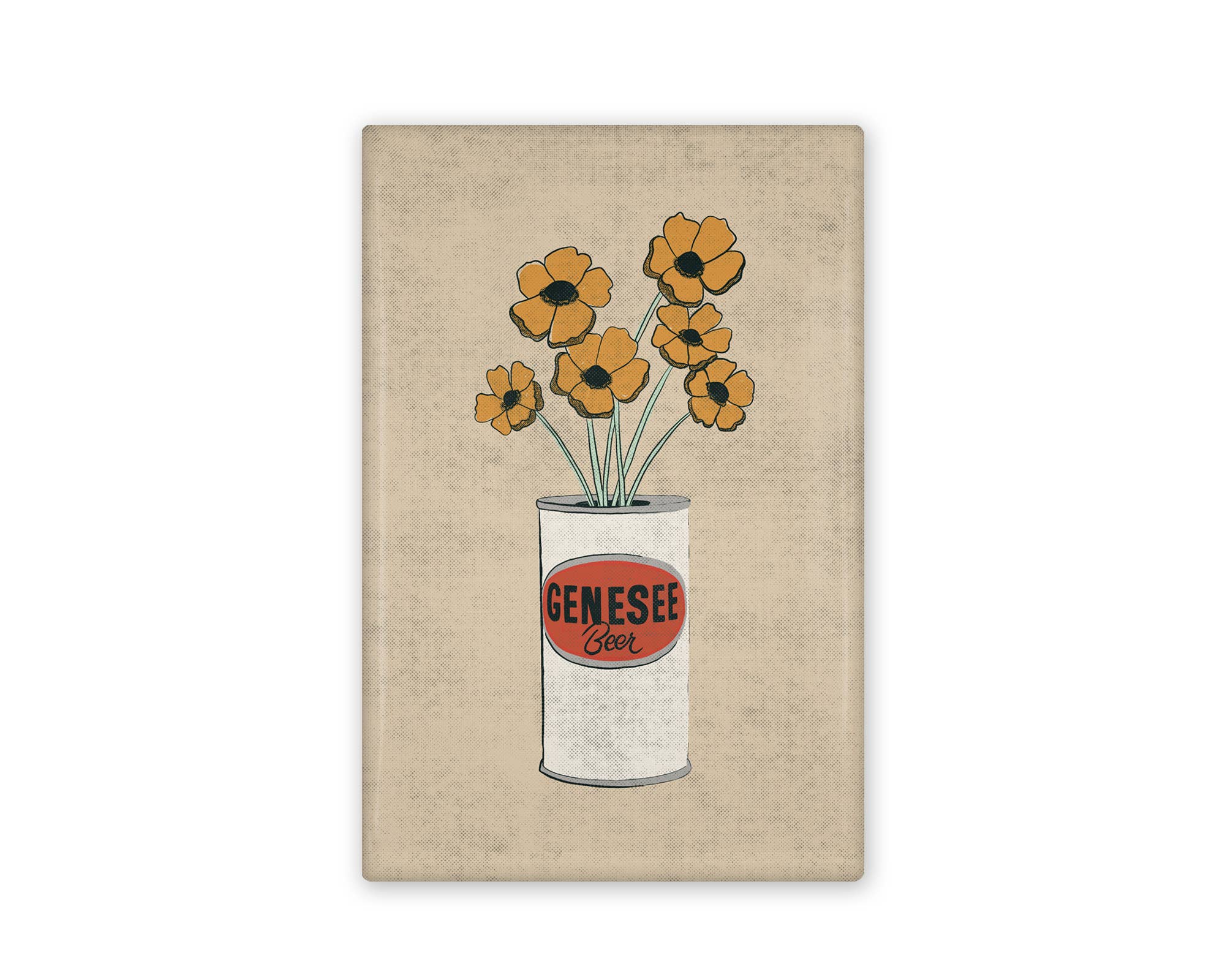 Beer Can Vase with Flowers Illustrated Magnet