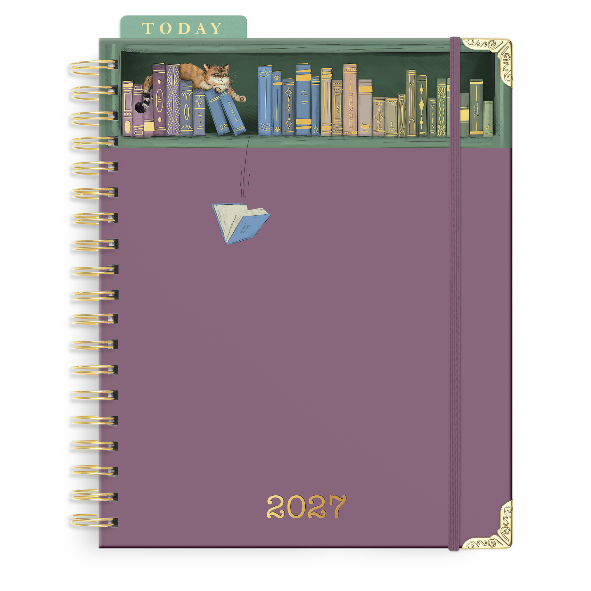 2027 Sneaky Cat Bookshelf 17-Month Planner