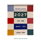 2027 Postcard Calendar - Monthly Desk Calendar With Easel