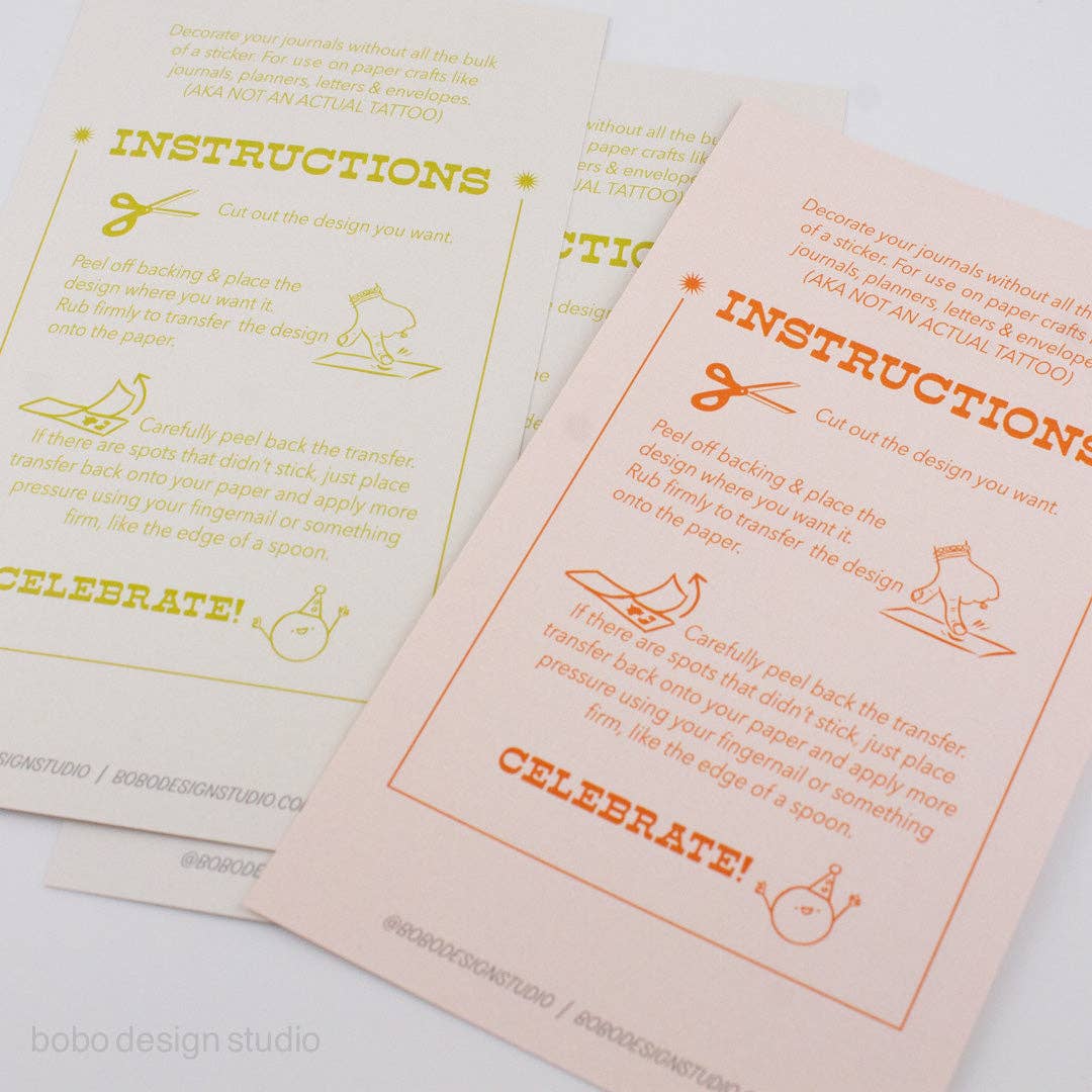Bobo Paper Tattoo Transfer Sheet  - Playdate