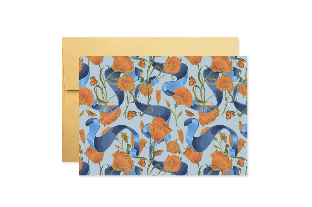 Poppies & Ribbons Stationery Boxed Set Of 6 Cards