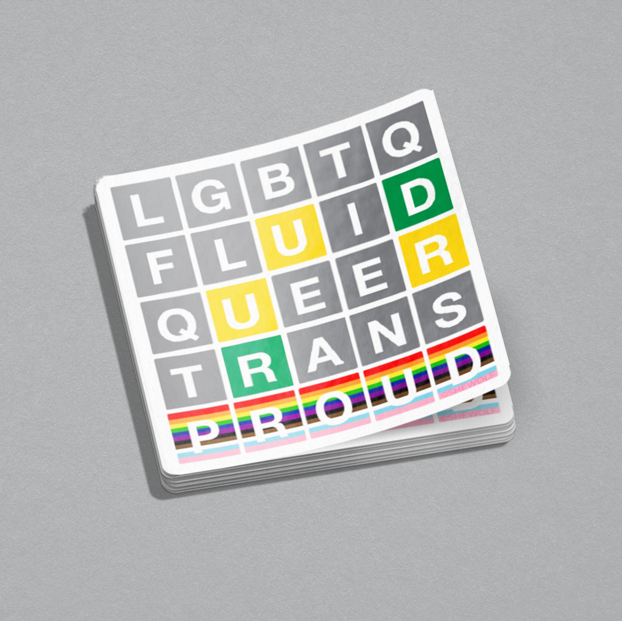 Sticker: Pride Wordle (Ends in Proud) — Empowering LGBTQIA+