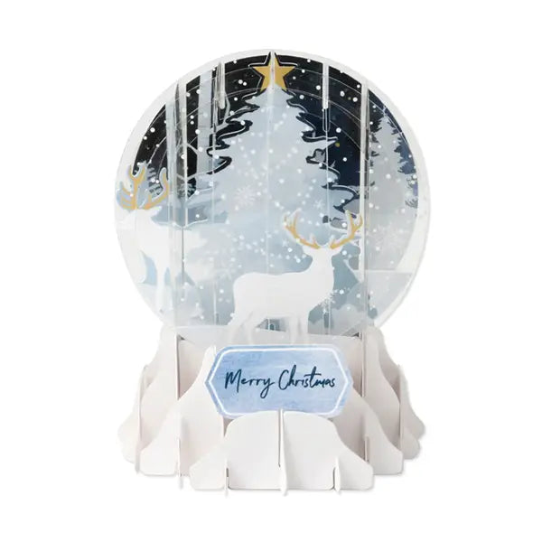 White Tree Pop-Up Snow Globe Christmas Card