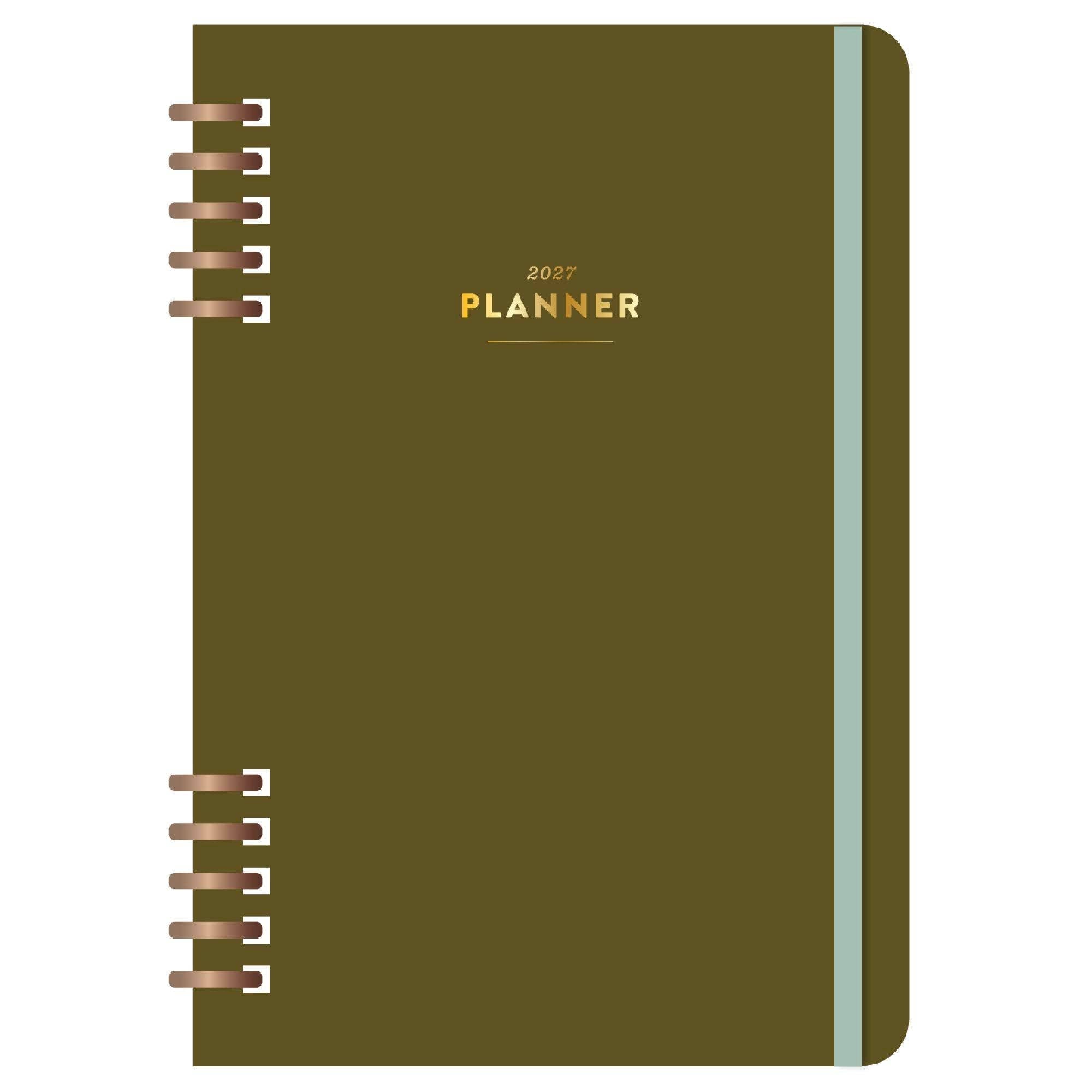 Green Spiral Planner - 2027 Calendar Year