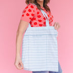 Library Card Lightweight Foldable Tote Bag- Sky Blue