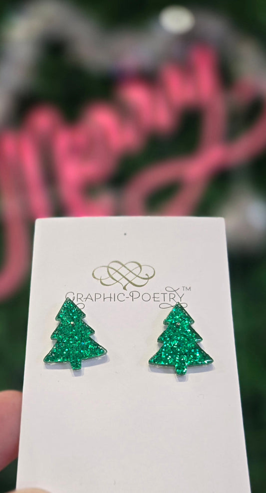 Green Tree Earrings