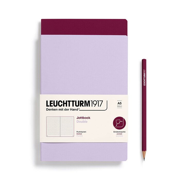 Leuchtturm1917 Jotbook Duo- Lilac and Port Red Dotted