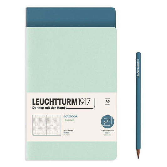 Leuchtturm1917 Jotbook Duo-  Mint Green and Stone Blue Dotted