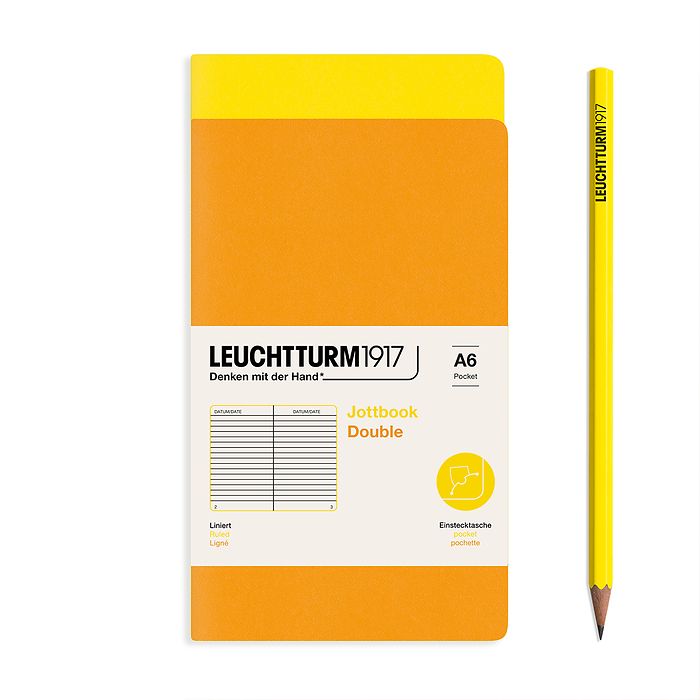 A6 Pocket Jottbook Double -  Lemon / Rising Sun Ruled Leuchtturm1917