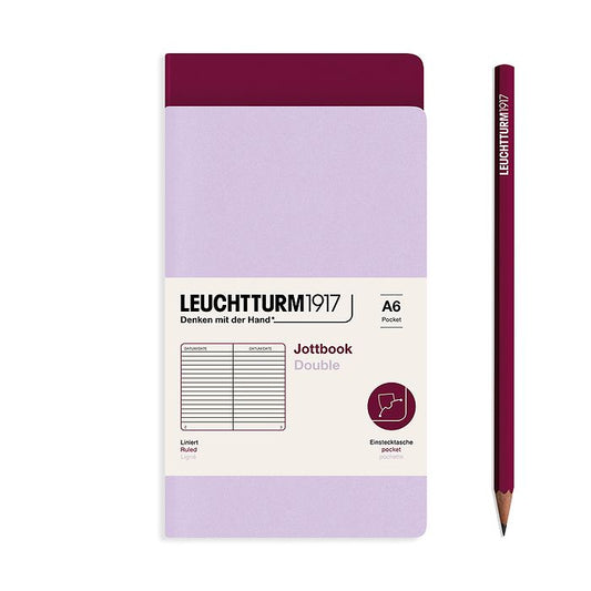 Leuchtturm1917 Pocket Jotbook Duo-  Lilac and Port Red Ruled