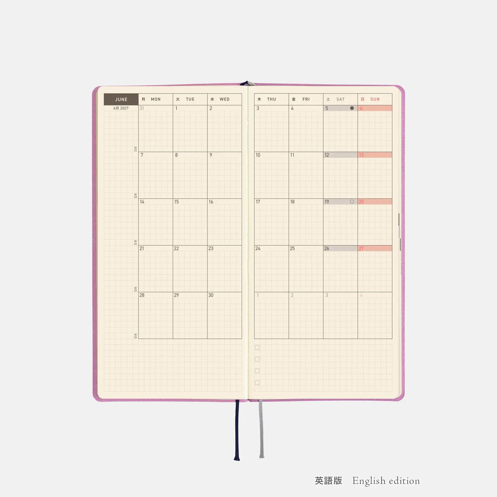 Hobonichi Techo 2027 Weeks Smooth: Lavender Milk