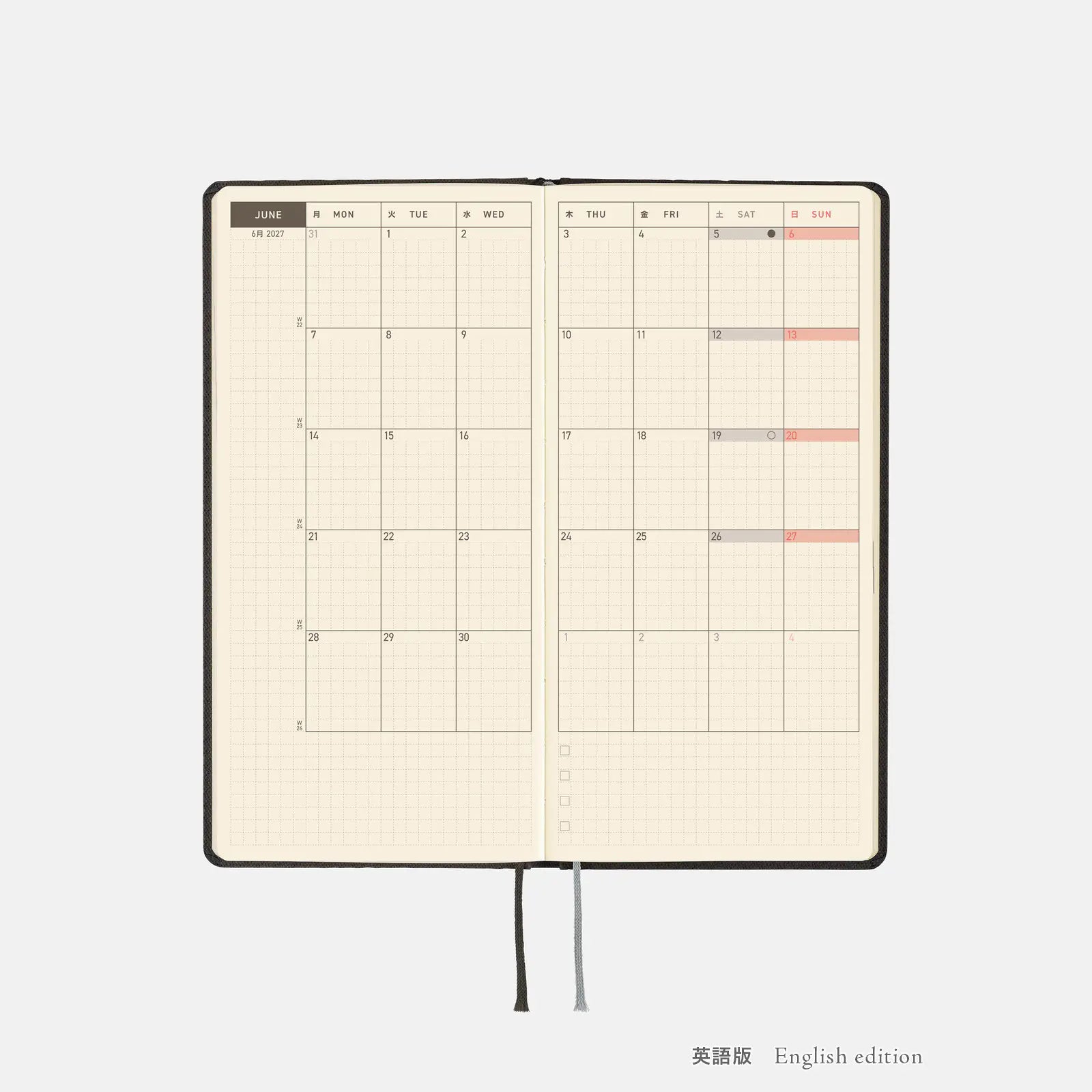 Hobonichi Techo 2027 Weeks Paper Series: Black Argyle