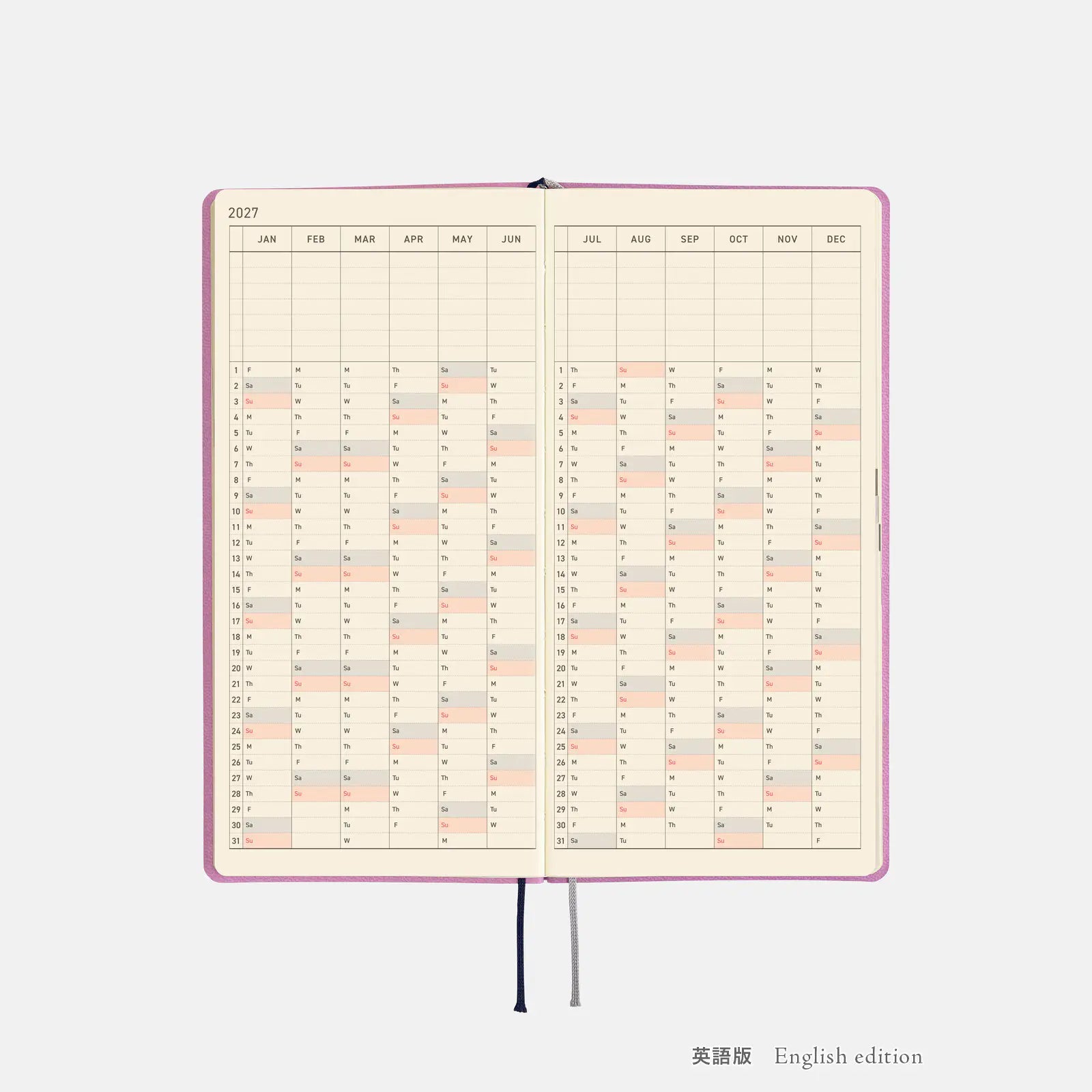 Hobonichi Techo 2027 Weeks Smooth: Lavender Milk
