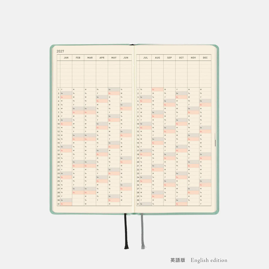 Hobonichi Techo 2027 Weeks Paper Series: Frosty Jade