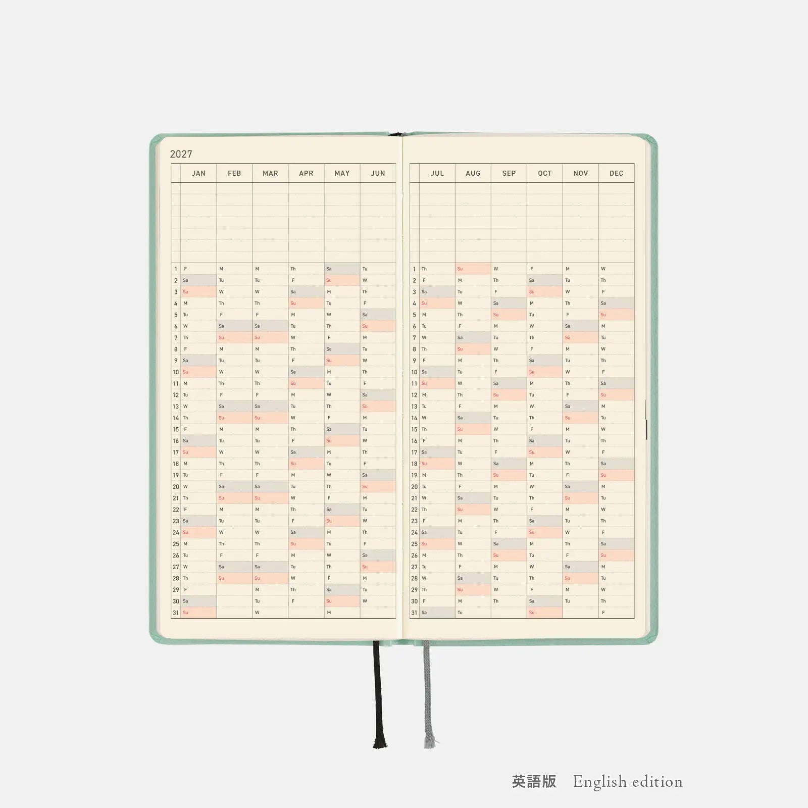 Hobonichi Techo 2027 Weeks Paper Series: Frosty Jade