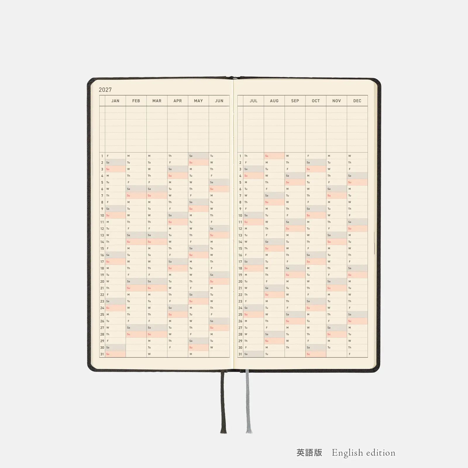 Hobonichi Techo 2027 Weeks Paper Series: Black Argyle