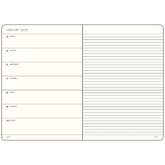 Leuchtturm1917 A5 Medium Weekly Planner & Notebook 2027- Black