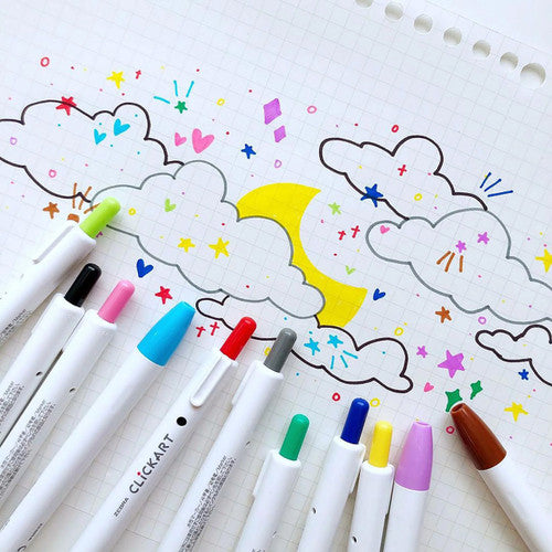 CLiCKART Retractable Felt Tip Marker