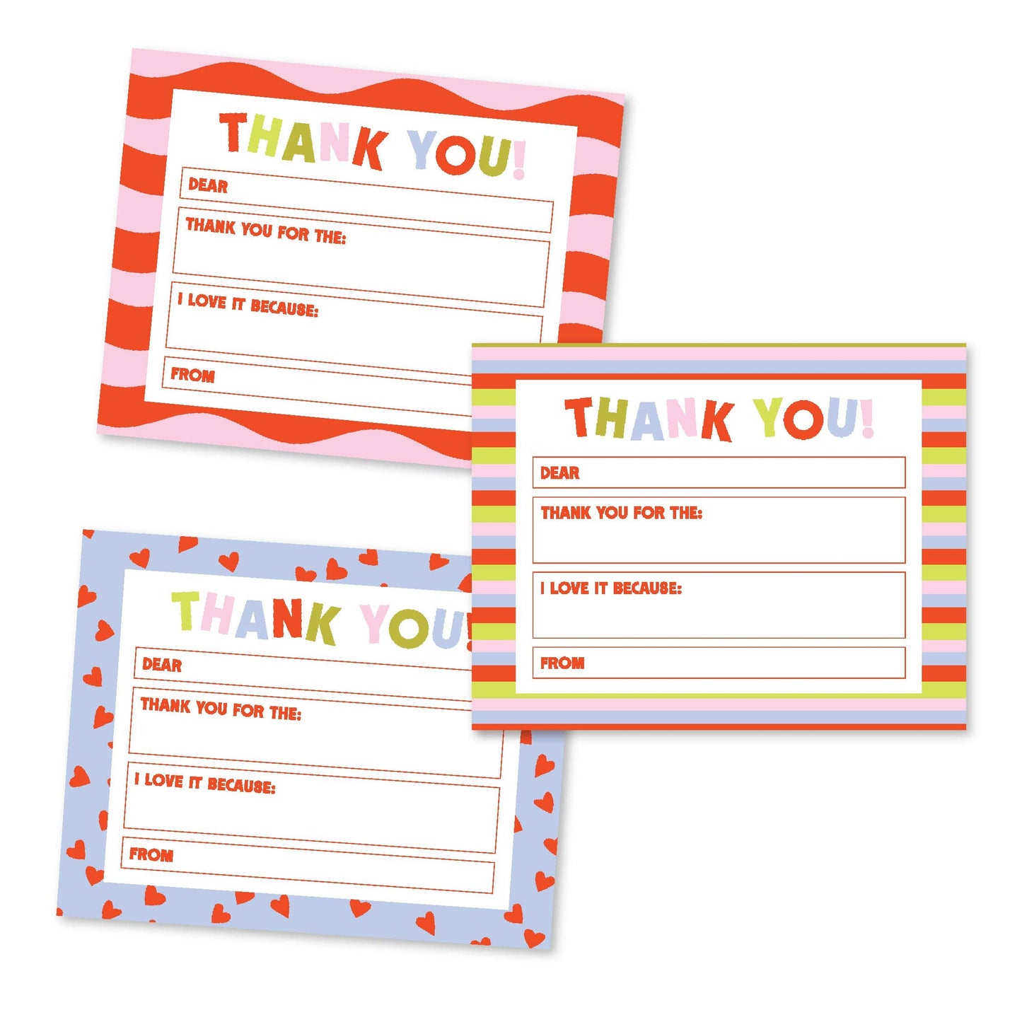 Sweetness Kiddo Thank You Notes- Set of 12 Fill-in-the-Blank