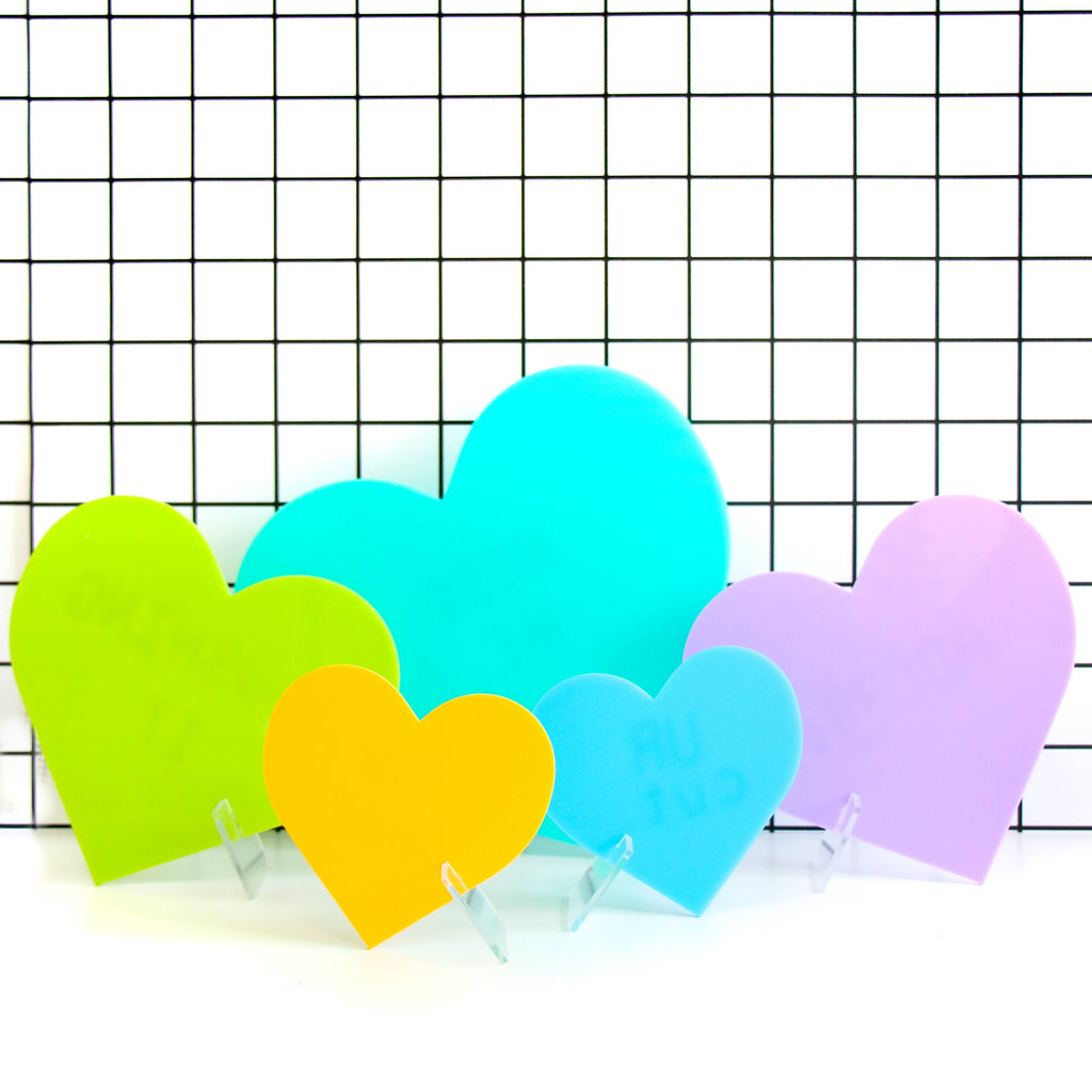 Cool-tone set of acrylic hearts