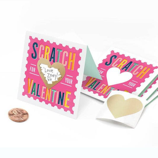 Scratch-off Stamp Valentines Pink 18pk