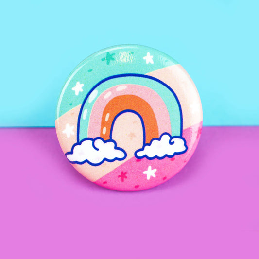 Whimsical Pastel Rainbow Pinback Button