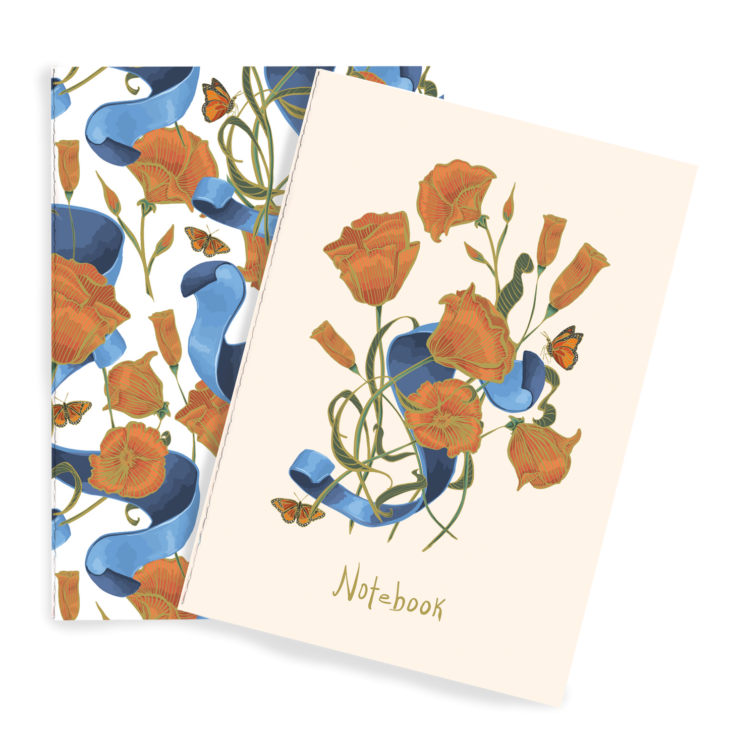 Poppies & Ribbon Notebook Duo