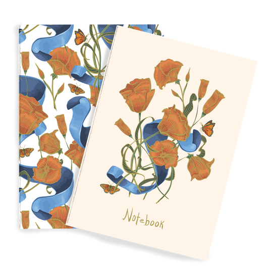 Poppies & Ribbon Notebook Duo