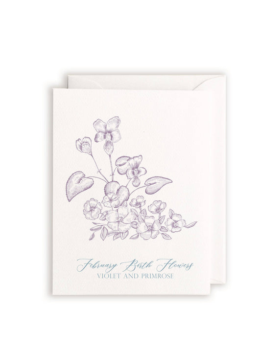 February Birth Flowers Letterpress Card