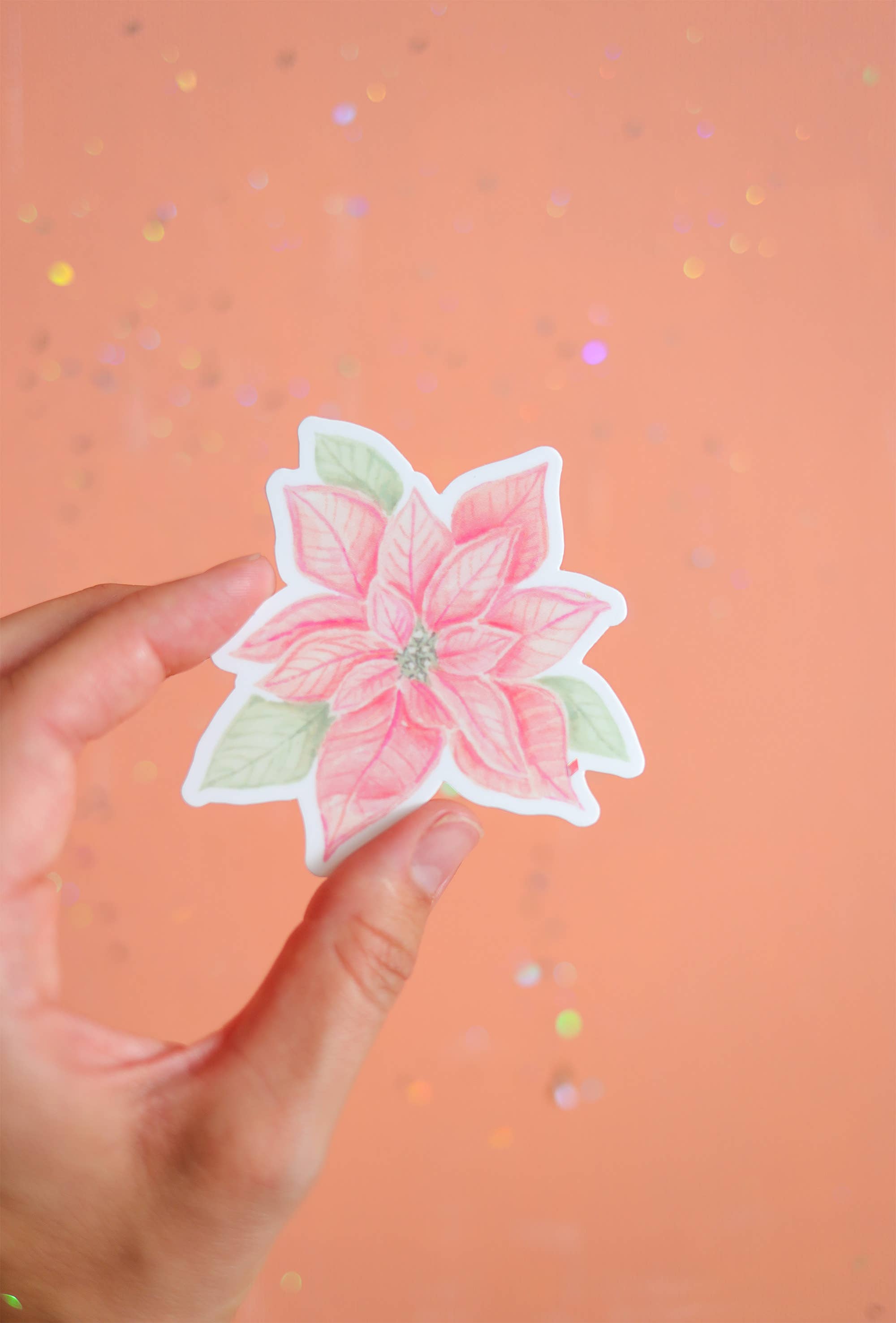 blush pink poinsettia vinyl sticker