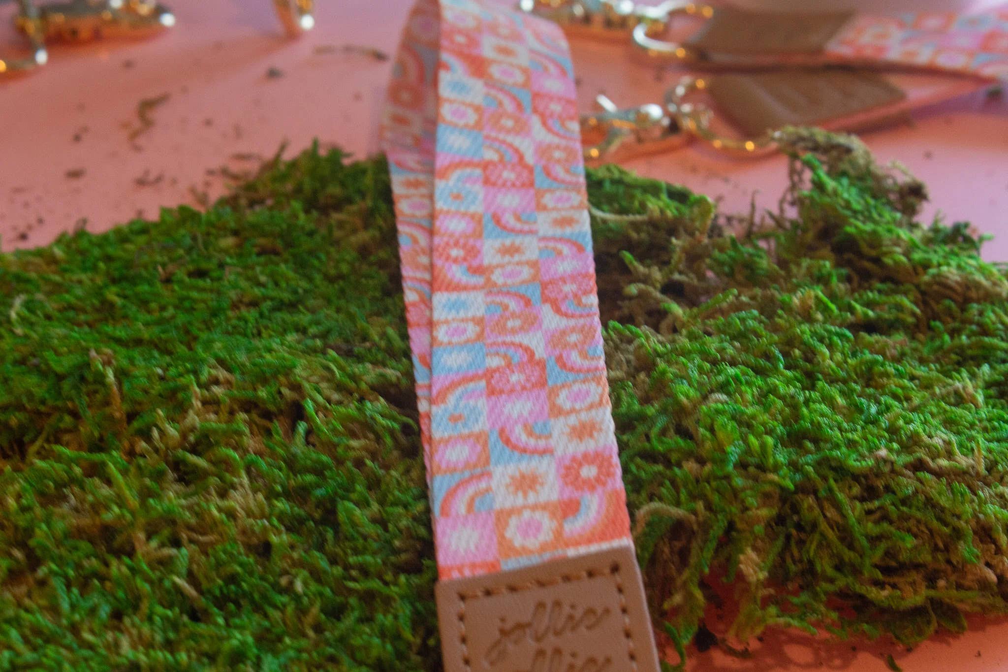 Groovy Floral Checkered Lanyard