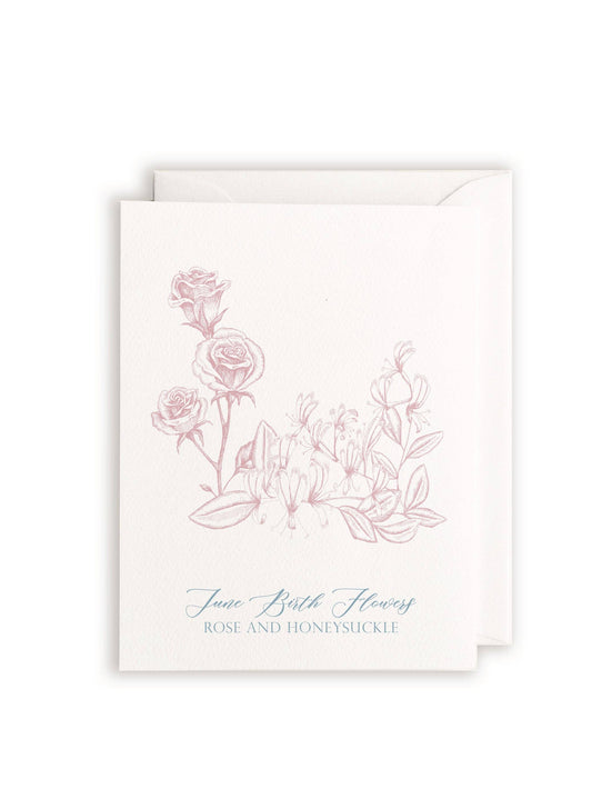 June Birth Flowers Letterpress Card