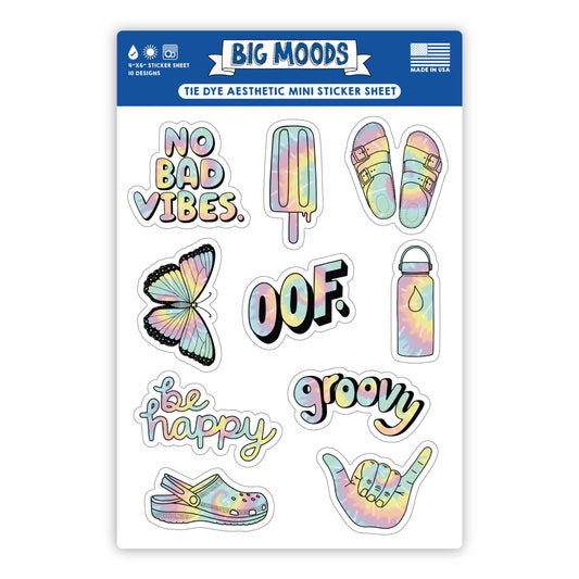 Tie Dye Mini Sticker Sheet Two