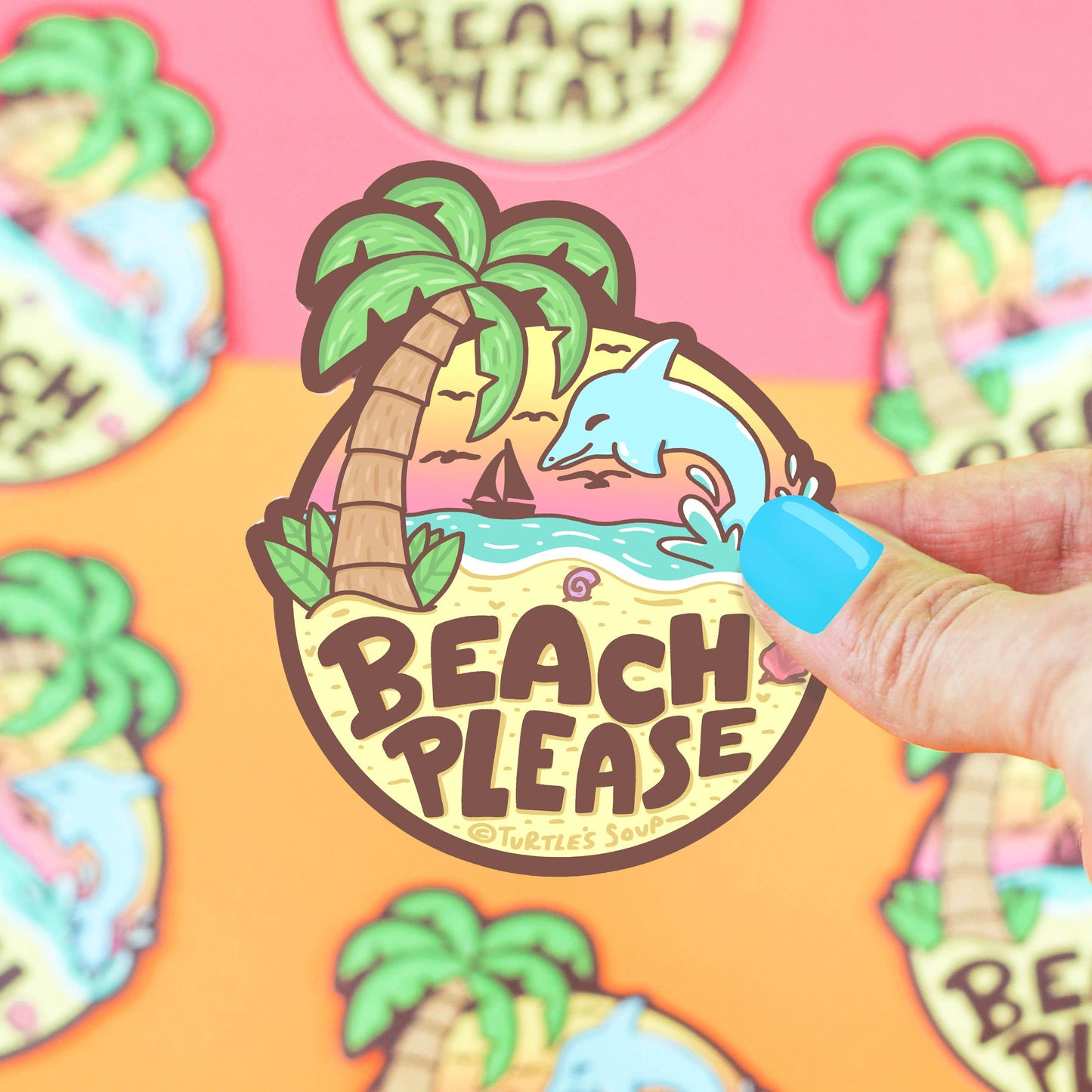 Beach Please Travel Vacation Destination Vinyl Sticker