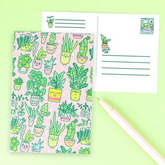 Happy Little Planters Colorful Pattern Stationery Postcard